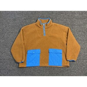 Madewell Pullover Woens XL Fleece 1/4 Zip Quilted Pocket Outdoor Jacket Sweater